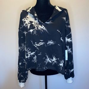 MOD Reverse Tie Dye Cropped Hoodie Black Large